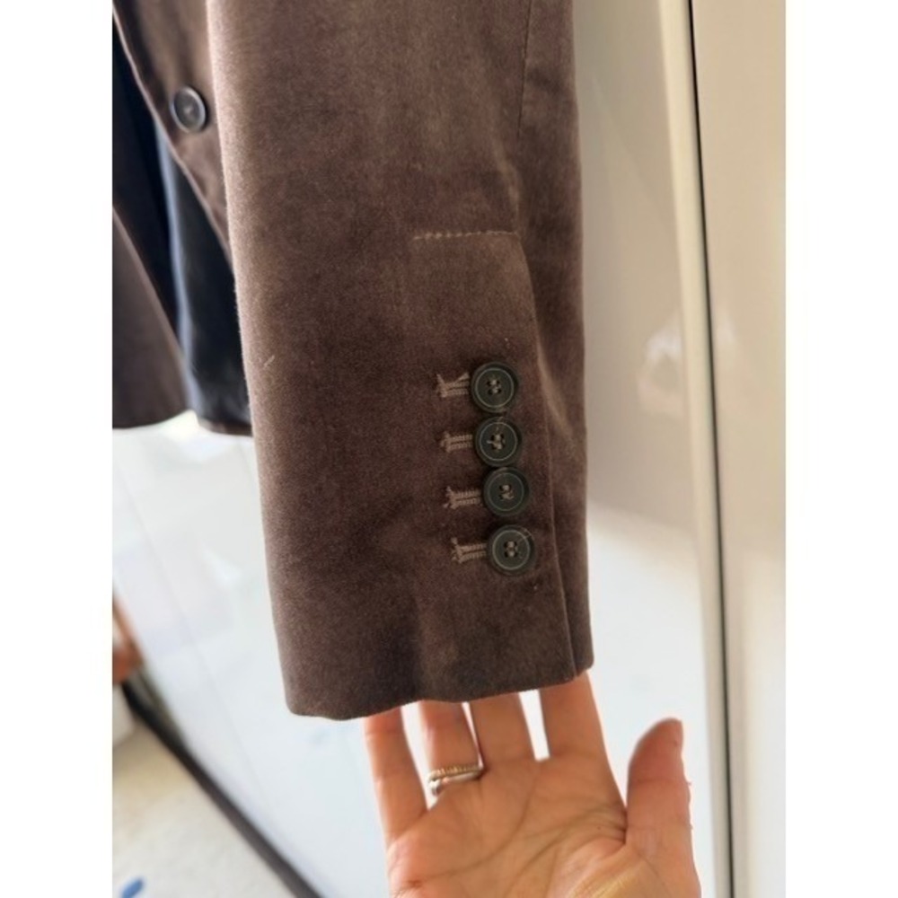 🍁Fall Sale! Zara Basic Velvet Blazer Small Taupe Brown Single Button Jacket - Picture 8 of 11